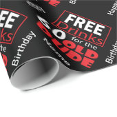 Kostenlose Getränke für die 60-Jährigen - Geburtst Geschenkpapier (Rolleneckpunkt)