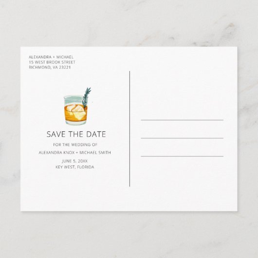 Kostenlose Getränke für Hochzeiten sparen das Datu Ankündigungspostkarte (Rückseite)