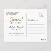 Kostenlose Getränke! Lässig Save the Date mit Foto Postkarte (Rückseite)