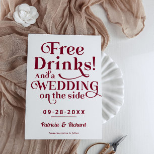 Kostenlose Getränke Lustige Casual-Hochzeit Termin Einladung