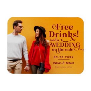 Kostenlose Getränke Lustige Casual-Hochzeit Termin Magnet