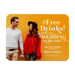 Kostenlose Getränke Lustige Casual-Hochzeit Termin Magnet