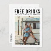 Kostenlose Getränke Mexiko Hochzeit retten das Dat Ankündigungspostkarte (Vorne/Hinten)