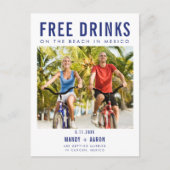 Kostenlose Getränke Mexiko Hochzeit retten das Dat Ankündigungspostkarte (Vorderseite)