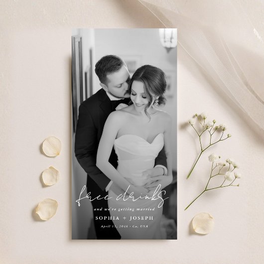 Kostenlose Getränke | Minimalistisches Lesezeichen Save The Date