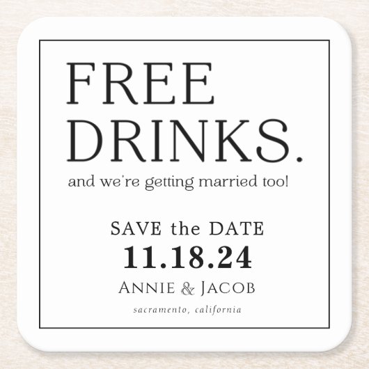 kostenlose Getränke Rechteckiger Pappuntersetzer (Vorderseite)