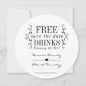 Kostenlose Getränke rund um einfache Schriftart-Sa Save The Date (Vorderseite)