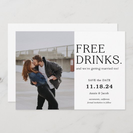 Kostenlose Getränke Save the Date Einladung (Vorne/Hinten)