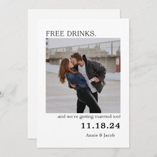 Kostenlose Getränke Save the Date Einladung (Vorne/Hinten)