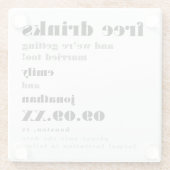 Kostenlose Getränke Save the Date heiraten Glasuntersetzer (Rückseite)