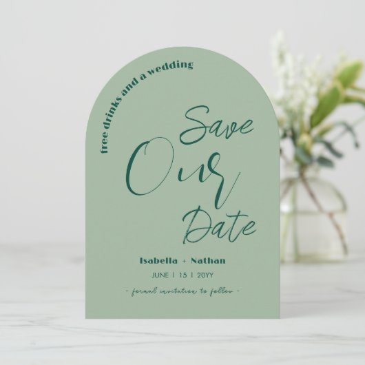 Kostenlose Getränke Save the Date Hochzeiten für G Einladung (Stehend Vorderseite)