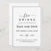 Kostenlose Getränke Save the Date Karte (Vorne/Hinten)