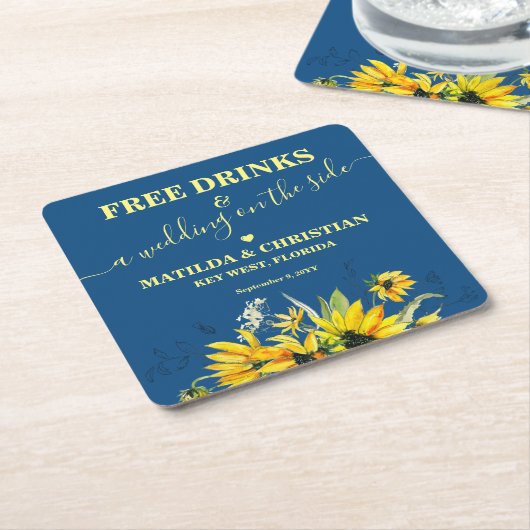 Kostenlose Getränke Save the Date Rechteckiger Pappuntersetzer (angewinkelt)