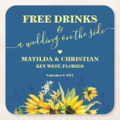 Kostenlose Getränke Save the Date Rechteckiger Pappuntersetzer (Vorderseite)