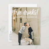 Kostenlose Getränke! Save the Date Skript-Foto Ankündigungspostkarte (Vorne/Hinten)