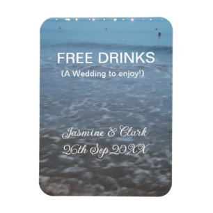 Kostenlose Getränke Save-the-Date Strandhochzeit N Magnet