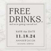 Kostenlose Getränke Save the Date Weinetikett (Einzelnes Label)