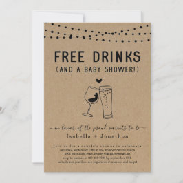 Kostenlose Getränke und ein Baby Duschpaare Geschl Einladung