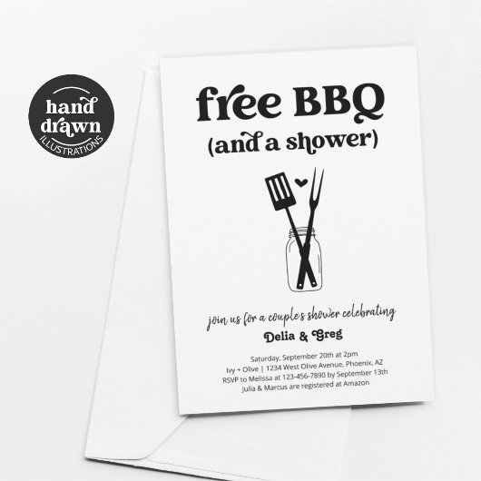 Kostenlose GRILLEN Funny Couple's Duscheinladung Einladung