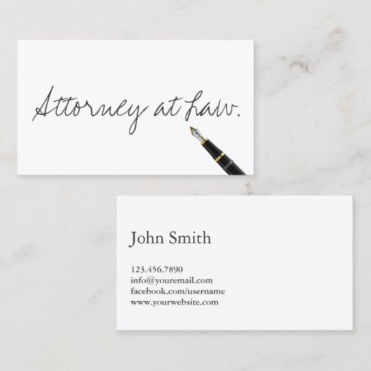 Kostenlose Handwriting-Script-Anwaltskarte Visitenkarte (Vorne/Hinten)