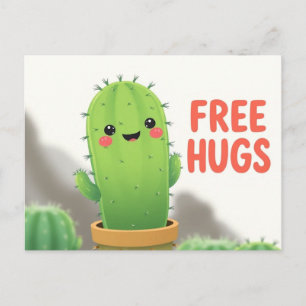 Kostenlose Kaktusumarmungen Süße Kawaii Postkarte
