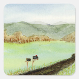 Kostenlose Lieferung in ländlichen Gebieten Quadratischer Aufkleber