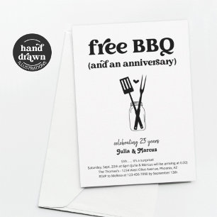 Kostenlose lustige Einladung zur BBQ-Jubiläumsfeie