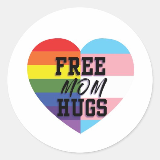 Kostenlose Mama-Hugs für LGBTQ-Sticker Runder Aufkleber (Vorderseite)
