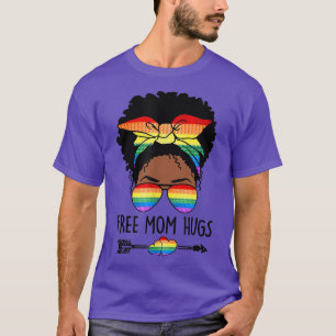 Kostenlose Mama Hugs Messy Bun Lgbt Pride Month Lg T-Shirt