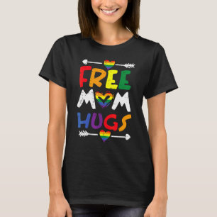 Kostenlose Mama Umarmungen Regenbogen Herz Gay Pri T-Shirt