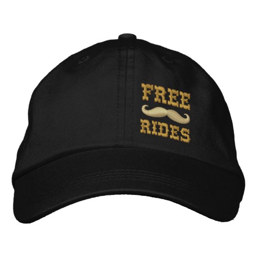 KOSTENLOSE MUSTACHE-RIDES BESTICKTE BASEBALLKAPPE (Vorderseite)