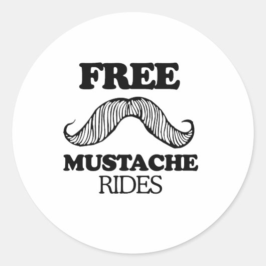 KOSTENLOSE MUSTACHE-RIDES RUNDER AUFKLEBER (Vorderseite)