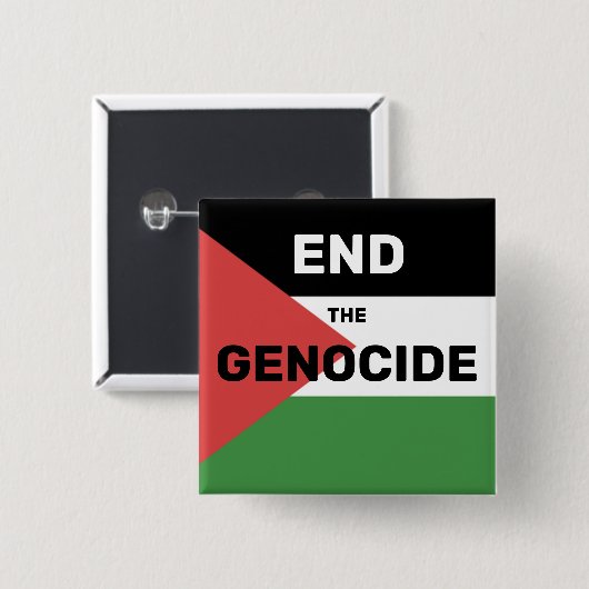 KOSTENLOSE PALESTINE ENDE DER GENOCIDE FLAG RED GR BUTTON (Vorne & Hinten)