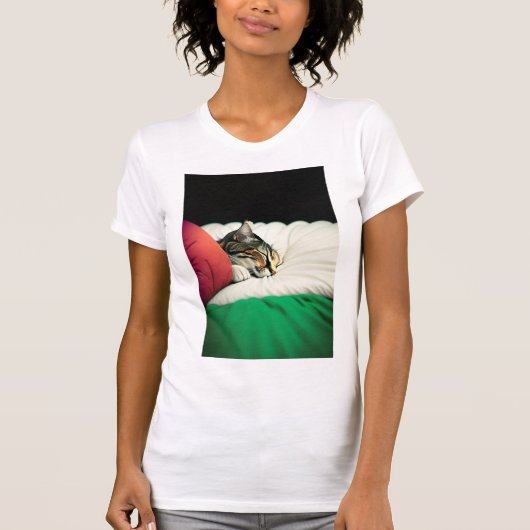 KOSTENLOSE PALESTINE-Flaggenkatze T-Shirt (Vorderseite)