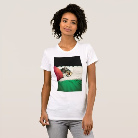 KOSTENLOSE PALESTINE-Flaggenkatze T-Shirt (Vorne ganz)