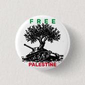 KOSTENLOSE PALESTINE OLIVENBAUMUSTER FLAGFARBEN BUTTON (Vorderseite)