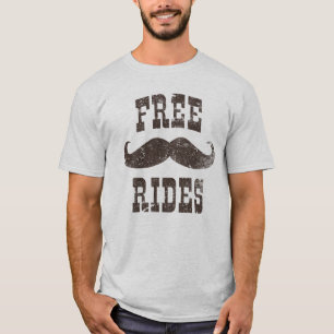 Kostenlose Schnurrbart-Fahrten Lustig Retro T-Shirt