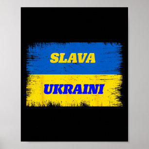 Kostenlose Ukraine-Flagge Slava Ukraini Ukrainisch Poster