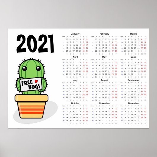 Kostenlose Umarmungen Kalender 2021 Poster - Monta (Vorne)