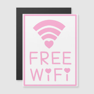"KOSTENLOSE WIFI" in Rosa Magneteinladung