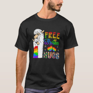 Kostenloser Bruder umarmt zwei Lamas stolzer LGBT T-Shirt