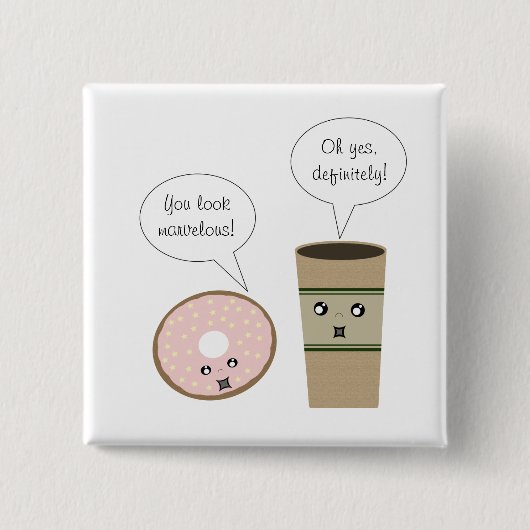 Kostenloser Kaffee- und Donut-Button Button (Vorderseite)