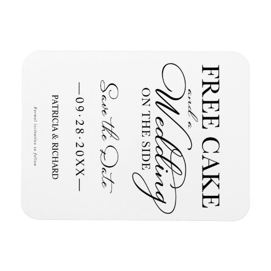 Kostenloser Kuchen und eine Hochzeit Save the Date Magnet (Horizontal)