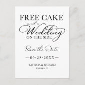 Kostenloser Kuchen und eine Hochzeit Save the Date Postkarte (Vorderseite)