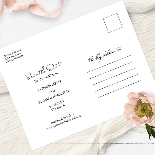 Kostenloser Kuchen und eine Hochzeit Save the Date Postkarte