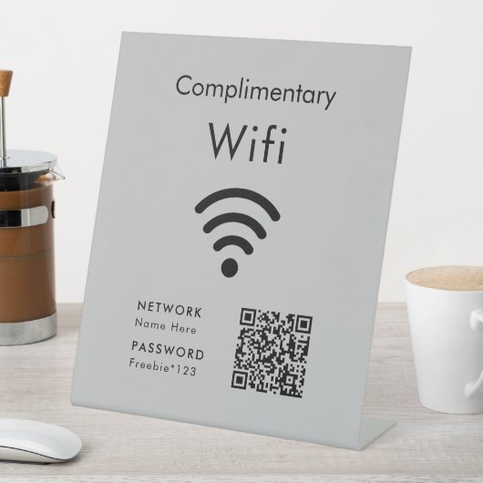 Kostenloser Wifi-Code Schwarz & Grau Sockelschild (In Situ)