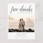 Kostenloses Drinks Beach Wedding Foto Save the Dat Ankündigungspostkarte (Vorderseite)