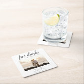 Kostenloses Drinks Beach Wedding Foto Save the Dat Rechteckiger Pappuntersetzer (Vor Ort)
