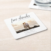 Kostenloses Drinks Beach Wedding Foto Save the Dat Rechteckiger Pappuntersetzer (angewinkelt)