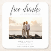 Kostenloses Drinks Beach Wedding Foto Save the Dat Rechteckiger Pappuntersetzer (Vorderseite)